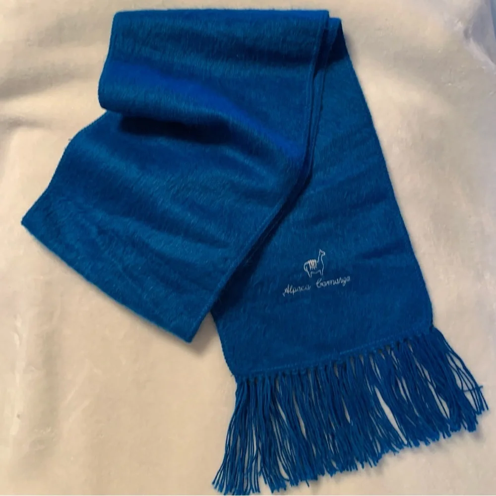 Alpaca Camargo Scarf - Made in Peru - Bright Blue - Soft